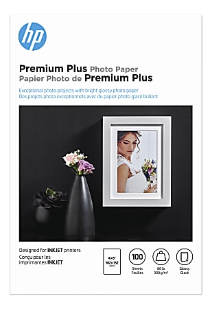 HP Premium Plus Photo Paper for Inkjet Printers Glossy 4 x 6 80 Lb